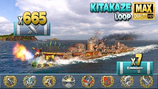 Destroyer Kitakaze in arms race on map Loop - World of Warships screenshot 1