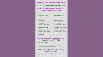 Rajasthan RSSB Lab Attendant Online Form 2025 for 54 Post #rssb