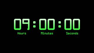 9 Hour Countdown Timer with Alarm & Chapters - Retro Digital - Green & White