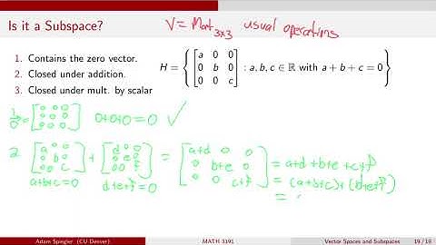 MATH 3191: Checking Subspaces of Vector Spaces of Matrices