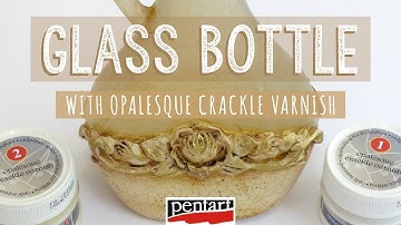 Üvegpalack opál repesztőlakkal // Glass Bottle with Opalesque Cracking Varnish
