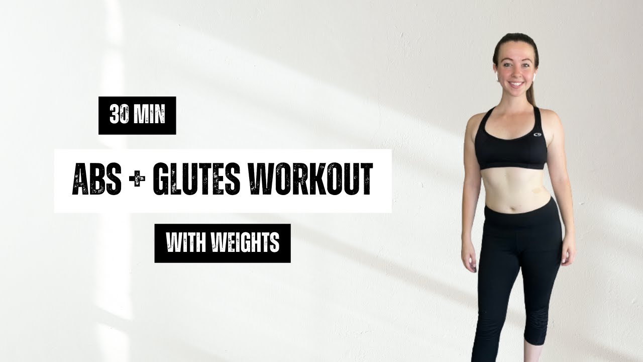 30 MIN AB & GLUTES LIVE HOME WORKOUT - With Weights - YouTube