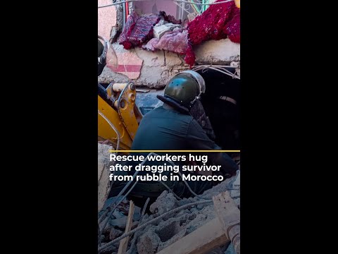 Moroccan rescue workers save a man trapped underneath a collapsed building | aj #shorts