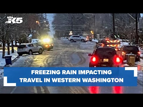 Freezing rain causes power outages, road closures, flight delays in western Washington