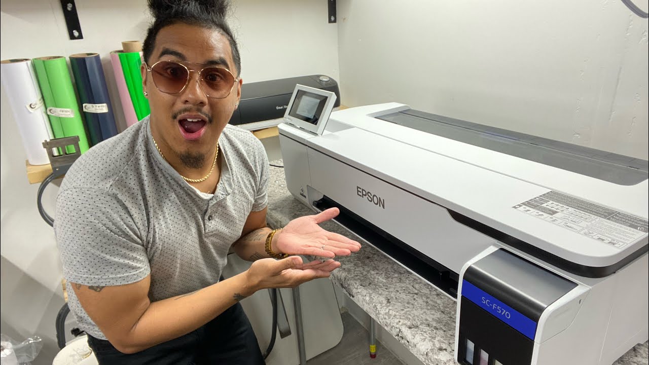 Unpackaging my new Epson F570 sublimation printer & how to set it up |custom Sublimation shirts 👕