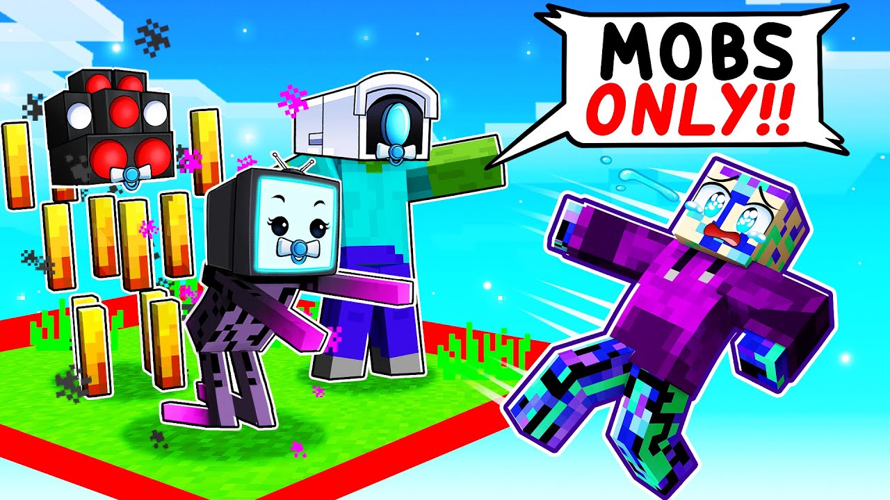 LOCKED on ONE CHUNK But We're MOBS With SKIBIDI BABYS!