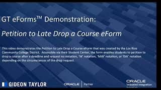 GT eForms™ Demo: Petition to Late add/drop a course