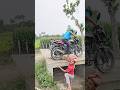 A tree fell on the wheel of the motorcycle