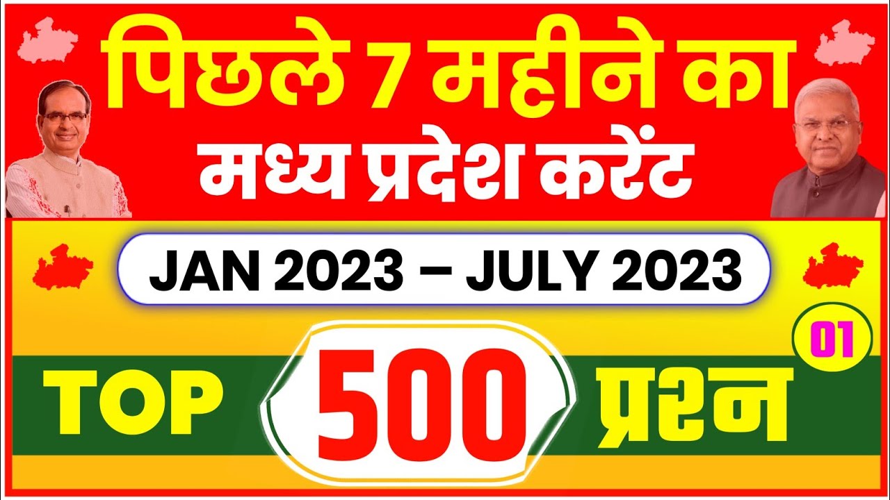 Jan - July 2023 MP Current Affairs | MP Current Affairs 2023 | MP Current Affairs 2023 in hindi |