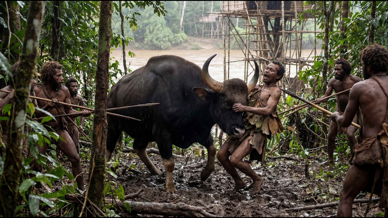 Indian Gaurs vs Korowai Tribe | Wild Jungle Encounter | Documentary