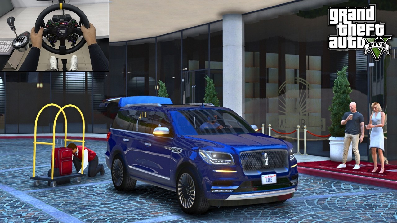 GTA 5 - Luxury Taxi Job - UBER DRIVER | Steering Wheel Gameplay