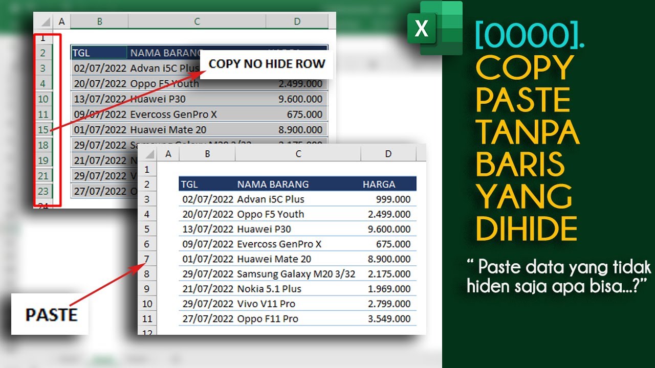 Copy Paste Data Yang Tidak Di Hide Saja - YouTube