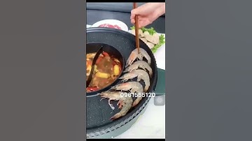 Bếp lẩu nướng điện nồi lẩu nướng đa năng 2 in 1 Tròn xanh [ Bảo Hành 12 Tháng ]