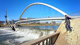 What's Living Beneath This RAGING DOWNTOWN SPILLWAY?!? (Urban Bank Fishing)