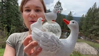 Night and day settings for this adorable goose garden light