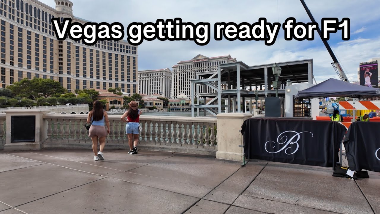 Las Vegas Strip getting ready for F1 - Walking tour 
