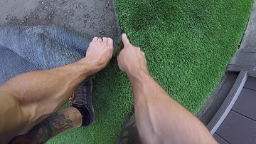 Cutting Artificial Grass to a curved edge
