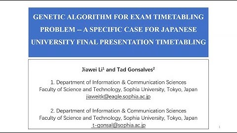Genetic Algorithm for Exam Timetabling Problem - A Specific Case for Japanese University Final