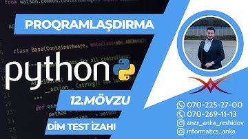 Proqramlaşdırma, Python (12.Mövzu ) DİM informatika kitabındakı testlərin izahı