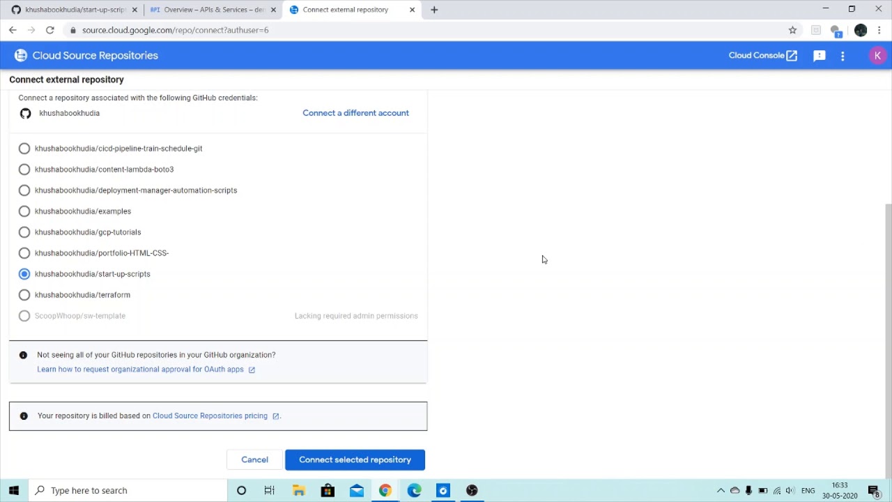 Connecting GitHub Repo with Cloud Source Repository