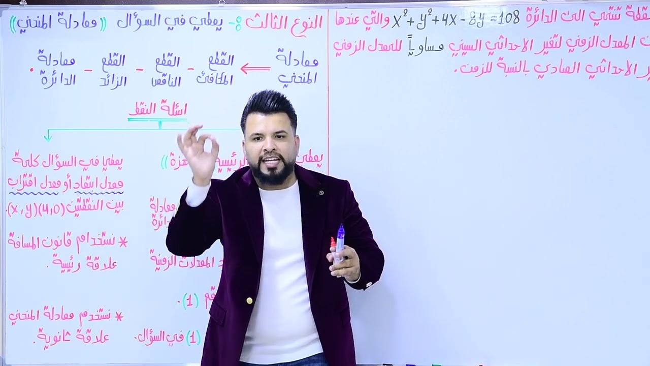 الفصل الثالث / التفاضل / معدلات الزمنية /محاضرة 12 / النوع الثالث / معادلة المنحني