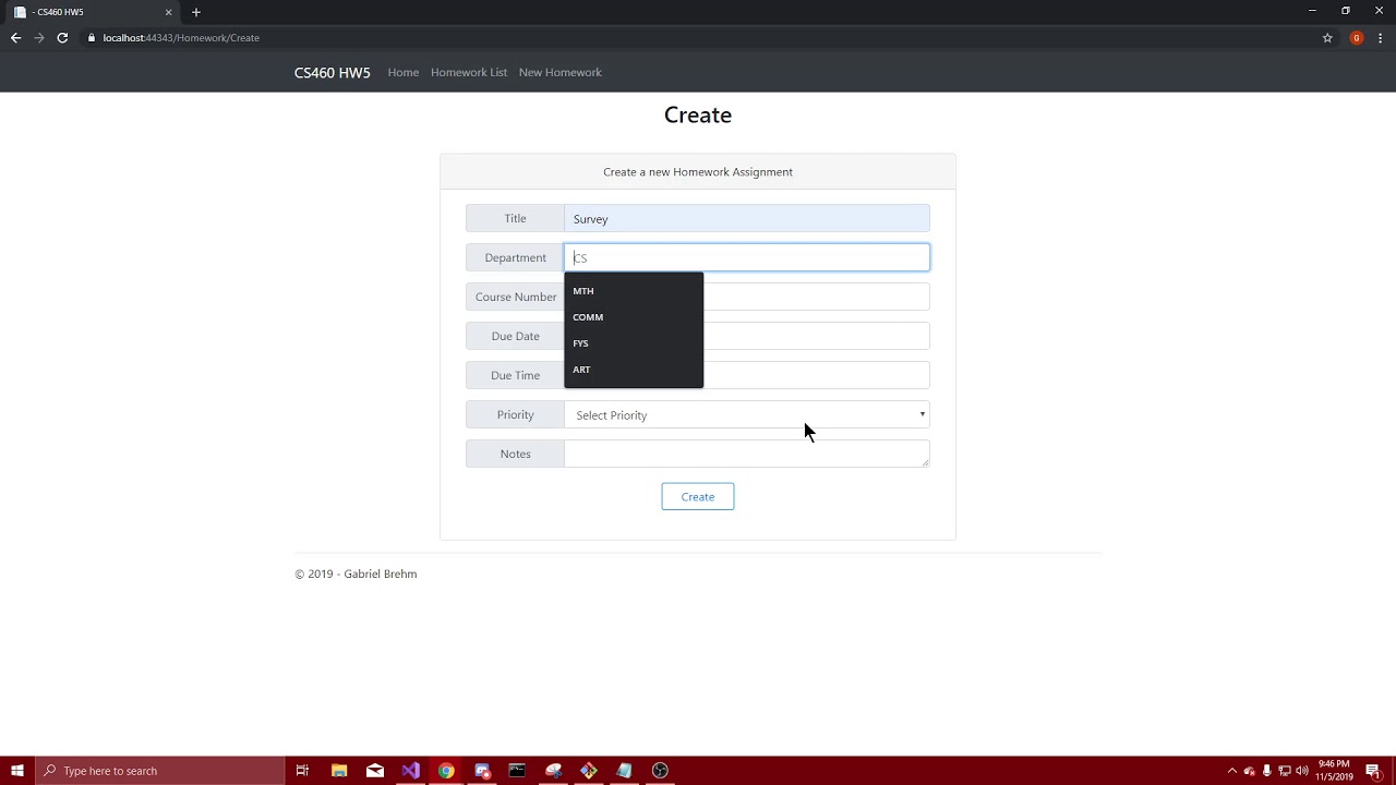 CS460 HW5 - Homework Tracker