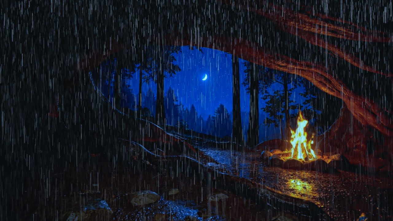 Continuous Gentle Rain at Night 🌲 8 Hour Forest Sleep Sounds