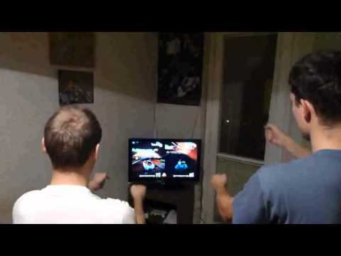 Gaben and Tamas are playing with xBox 360 Kinect
