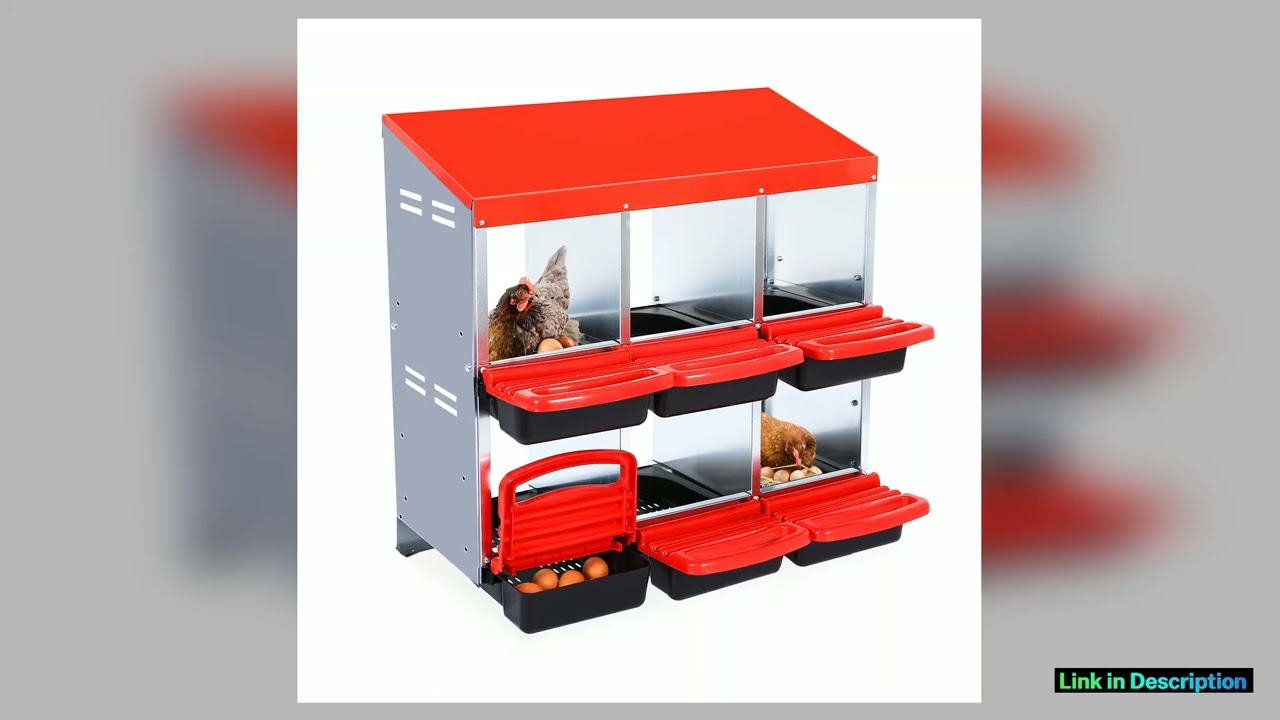 6 Hole Chicken Nest Box Chicken Laying Box Mental Nesting Boxes with Inclined Nesting Boxes Bottom