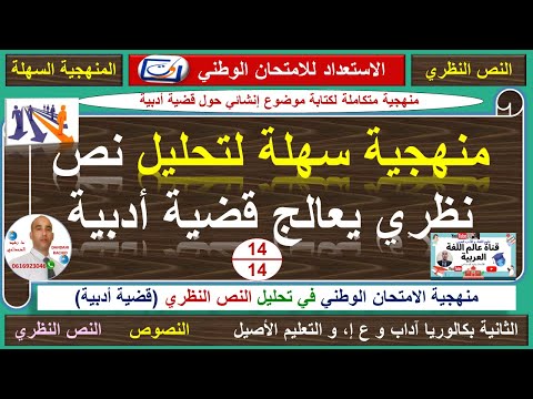 المنهجية السهلة لتحليل نص نظري يعالج قضية أدبية