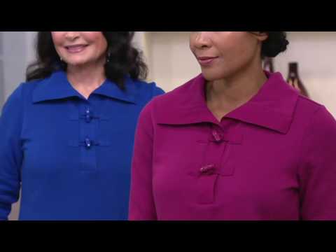 Denim & Co. Long Sleeve Sweatshirt with Shawl Collar and Toggles on QVC