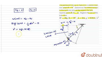The pendulum bobB of mass M is released from rest when theta=0^(@). Determine the intitial tensi...