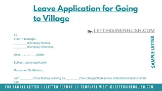 Leave Application For Going To Village - Letter to Office HR Requesting Leave to Visit Village