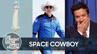 Jeff Bezos Wears Cowboy Hat to Space Aboard Phallic-Shaped Rocket | The Tonight Show