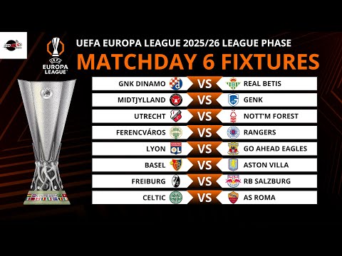 🟠 UEL FIXTURES TODAY | MATCHDAY 6 | UEFA EUROPA LEAGUE 2025/26 Full Match Schedule & Standings