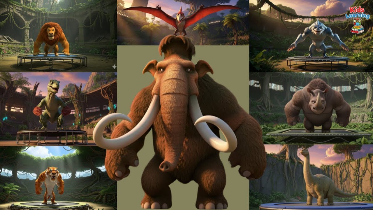 ABC Prehistoric Animal Athlete Song  | Trampoline Olympic Animals 🦖 | ABC Animals Sounds