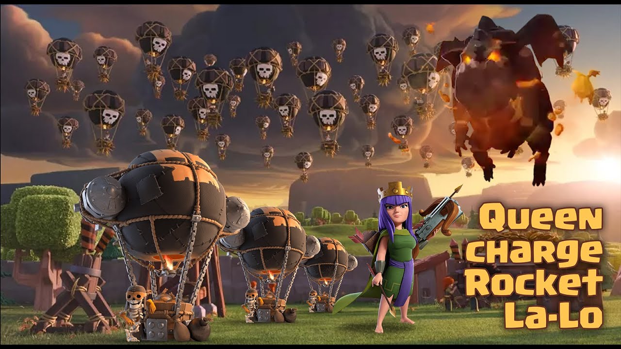PERFECT ATTACK!! Th14 Queen Charge Rocket La Loons   COC 