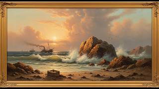Vintage Steamship at Stormy Sunset | Samsung Frame TV Art | 4K Antique Maritime Painting