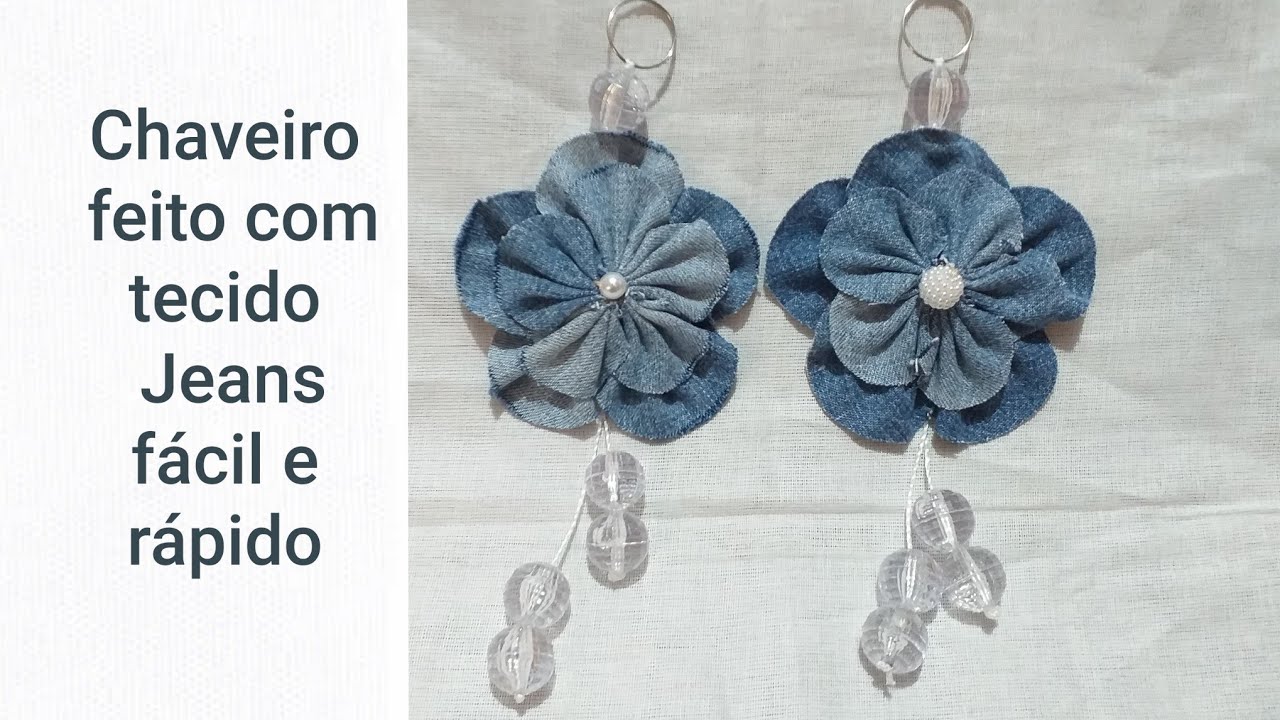 Chaveiro feito com tecido jeans(faça e venda)