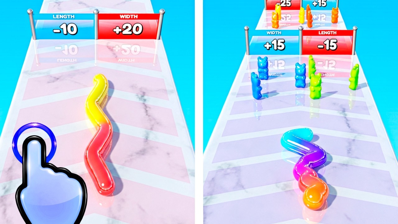 Magic Gummy Worm Go 3D - Big Gummy Snake Run - All Levels iOS Android GamePlay #10