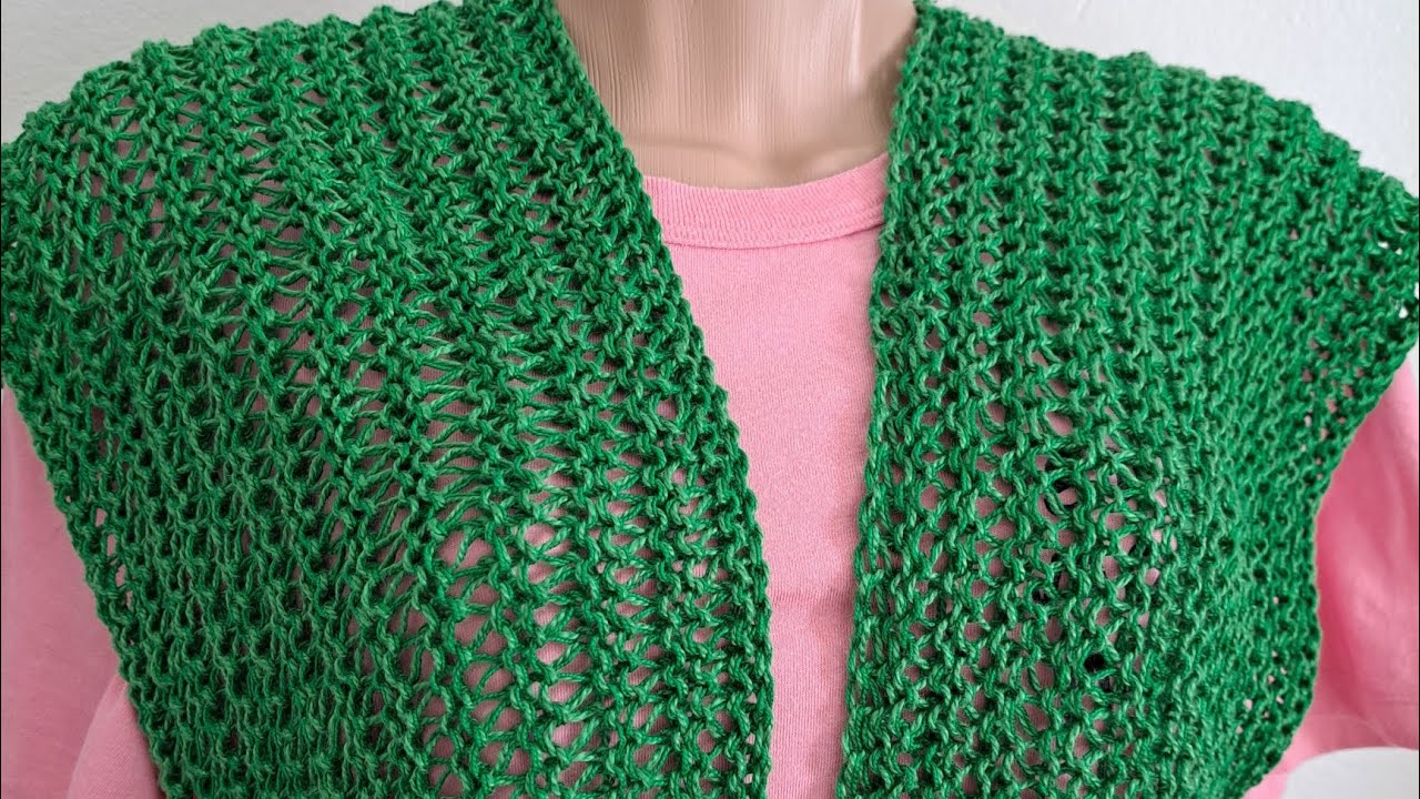 Colete de tricô,  fácil de fazer, em peça única