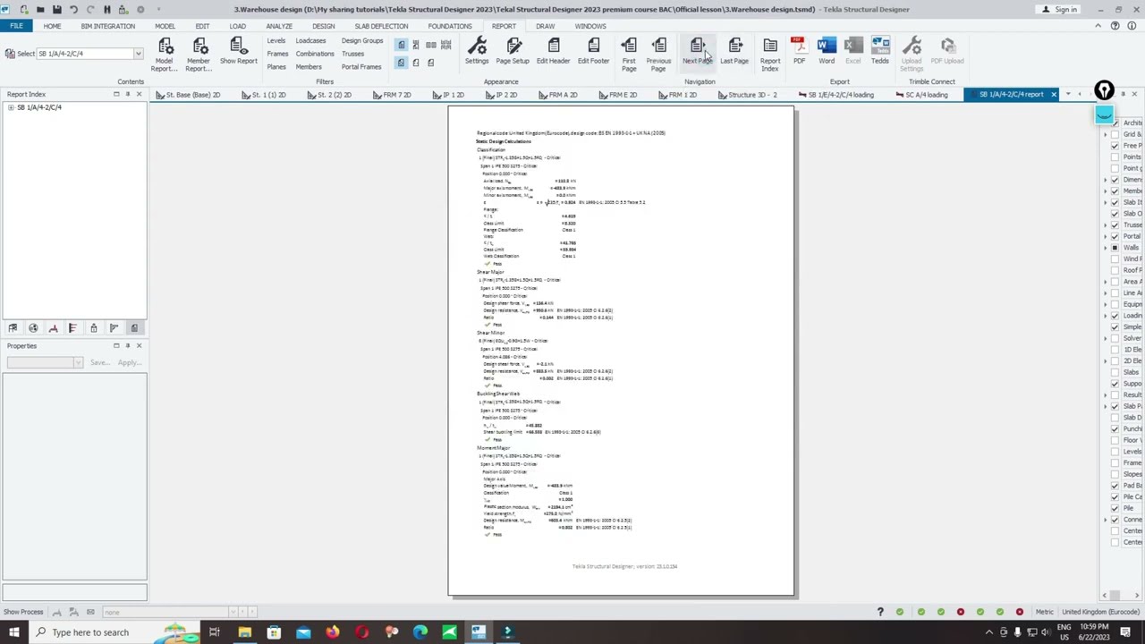 25.  Member Report In Tekla Structural Designer Eurocode3