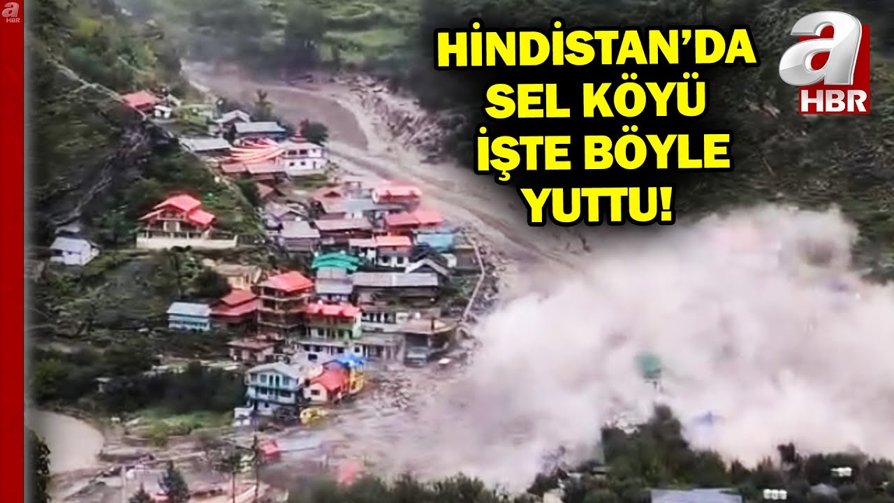 Binalar kağıt gibi yıkıldı! Hindistan'ı vuran sel bir köyü işte böyle yıktı!  | A Haber
