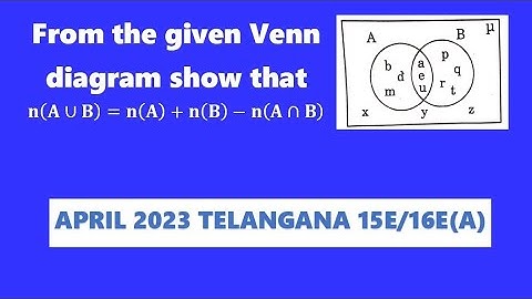 From the given Venn diagram show that: n(A∪B)=n(A)+n(B)-n(A∩B)