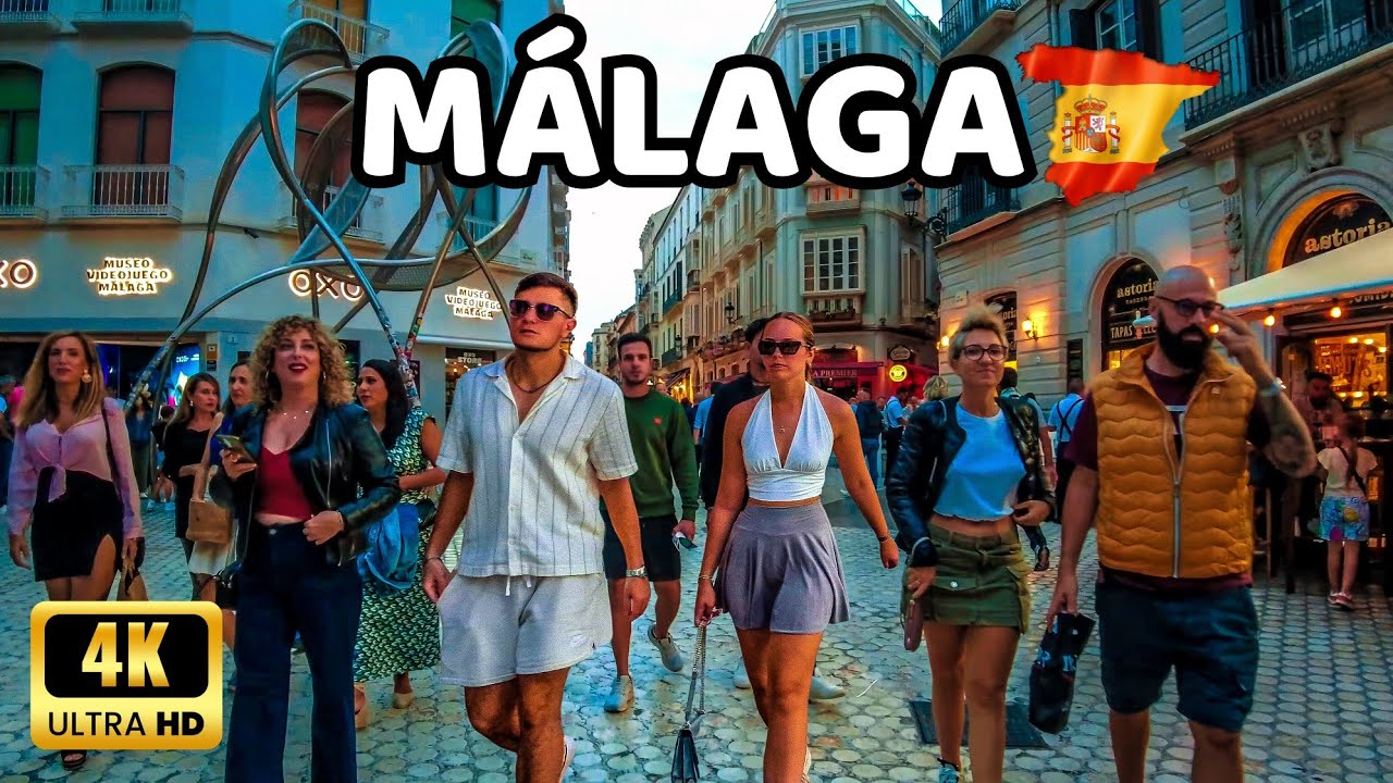 🇪🇦[4K] Вечерняя прогулка по Малаге - чудесный город в Испании, Коста-дель-Соль, Андалусия