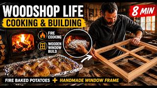 Woodworking Workshop Life | Cooking Potatoes on a Wood Stove & Building a Wooden Window Frame