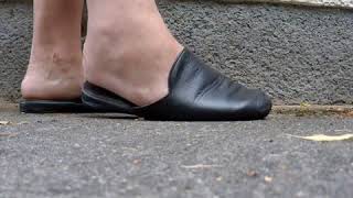 unwashed morning feet in slippers
