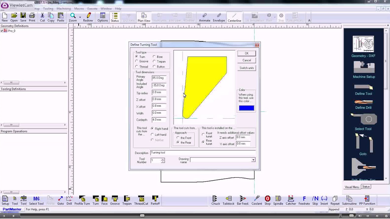 Dolphin PartMaster CAD CAM Lathe import DXF
