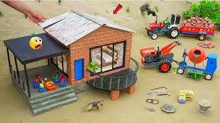DIY Mini Tractor Builds Luxury Real Brick House with Cement | Construction Project | @topminigear
