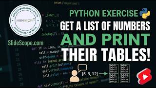 Python Program - Ask user a List of numbers and then print table of those numbers - Exercise